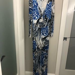 Long Venus Dress multi black and blue print
